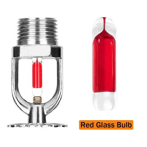 Built Tough 6 Piece Pendent Fire Sprinkler Heads 3/4 Inch 155 Degree Quick Response Brass Bodies with NPT Thread and red glass bulb.