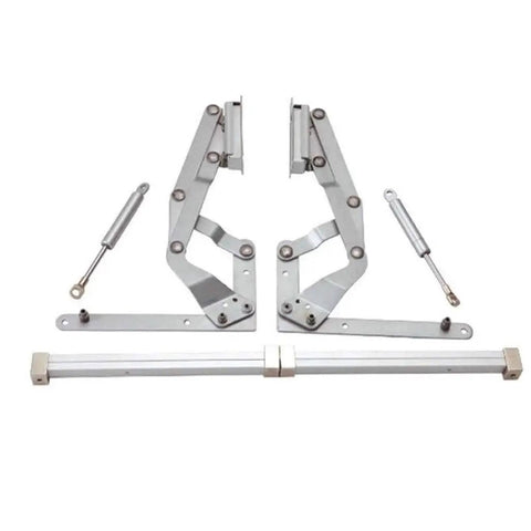 Smooth Vertical Lift Cabinet Door Hinge For 6-8Kg Doors No-Fuss Pneumatic Flap Up Support, showing metal parts and mechanisms.
