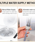 Multiple water supply methods for Compact Countertop Dishwasher With Built-In Water Tank For Apartments And RVs, manual and automatic options.