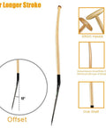 Hybrid Outrigger Paddle With Teardrop Carbon Blade And Fiberglass Reinforced Wooden Bent Shaft For Waka Ama Vaa L 50 Inches Lightweight Pro Grade Paddle Built For Ease Of Catch And Power Durable All Around Water Sports Paddle showing 12 degree offset, wooden shaft with ergonomic handle and oval cross-section.