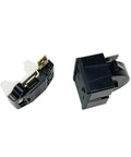 4.7 Ohm 1-Pin PTC Start Relay and Overload Kit for mini fridges and wine coolers, black components shown separately.