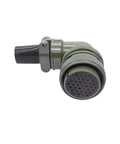 5015 MIL-C circular MS3102A socket connector, 28-pin layout, green anodized housing with threaded coupling.