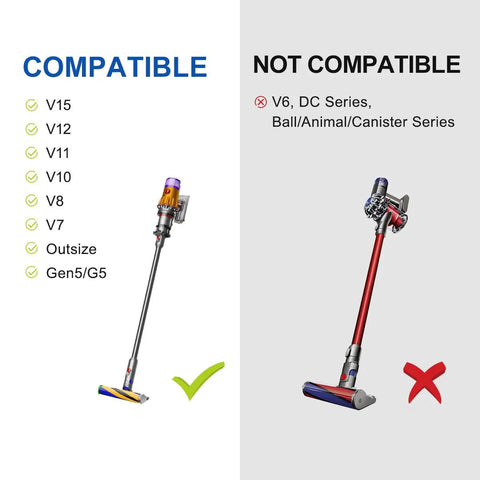 Crevice Tool Vacuum Attachment For Dyson V15 V12 V11 V10 V9 V8 V7 Gen5 Outsize Narrow Nozzle For Tight Corners And Hard To Reach Spaces Replacement Part For Easy Cleanup compatibility chart