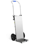 Heavy Duty 1200W Electric Stair Climbing Dolly With Folding Design Handles Ultra Heavy Appliances And Furniture Up To 900 Lbs Easily side view with large wheels.