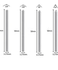 Diamond engraving bits set with varying angles, showcasing diameter and height dimensions for precision woodworking.