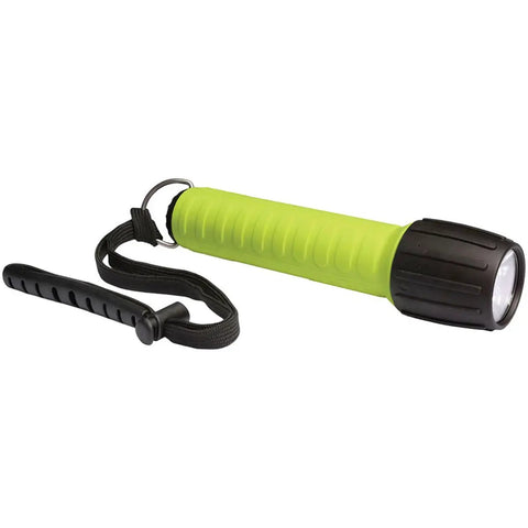 SL3 ELED L2 Dive Light With Batteries Included In Safety Yellow Twist On Bezel Two O Rings Sealed Waterproof, side view