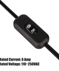 Two Pack Cord Switch For Lamps 250V 6A On Off Rocker Lamp Control Switch Black Durable Plastic Construction