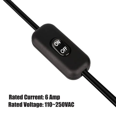 Two Pack Cord Switch For Lamps 250V 6A On Off Rocker Lamp Control Switch Black Durable Plastic Construction