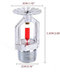 Straight Up Heavy Duty Six Pack Copper Chrome Fire Sprinkler Heads 1/2 Inch NPT Pendent Style showing red activation glass.