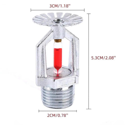 Straight Up Heavy Duty Six Pack Copper Chrome Fire Sprinkler Heads 1/2 Inch NPT Pendent Style showing red activation glass.