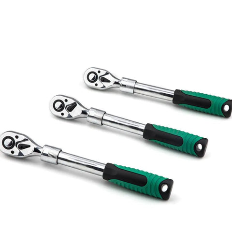 Heavy Duty Badass Shop Rated Steel Expanding Ratchet Wrench Featuring Lightning Fast 72-Tooth Swivel Action Quick Release Ergonomic Handle for Standard Sockets
