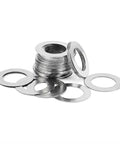 Ultra Thin Stainless Steel Lock Washer Set 10 Pcs Flat Washers 1mm Thick With External Tooth Serrated Locking For Max Grip Outer Diameter 13 To 40mm Assortment Kit For Secure Fastening M25x35 stainless steel washers stacked with loose flat washers