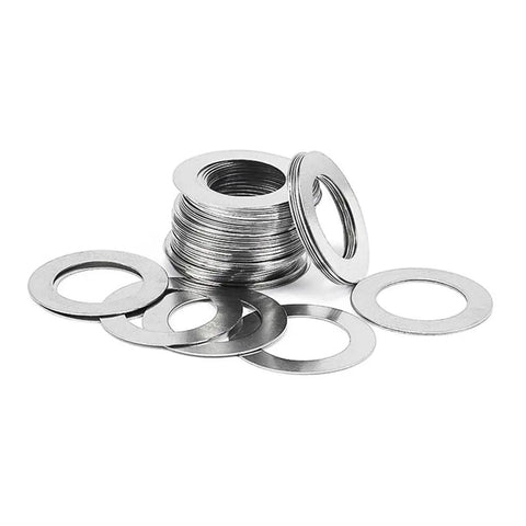 Ultra Thin Stainless Steel Lock Washer Set 10 Pcs Flat Washers 1mm Thick With External Tooth Serrated Locking For Max Grip Outer Diameter 13 To 40mm Assortment Kit For Secure Fastening M25x35 stainless steel washers stacked with loose flat washers