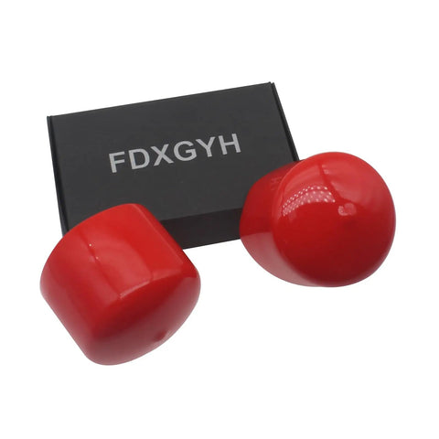 Four Pack 1.98-Inch Red Rubber Bearing Caps For Trailer Wheel Hub Dust Covers Keep Bearings Clean And Lubricated shown with packaging