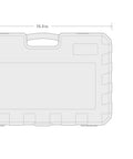Dimensions of the case for Half Inch Drive Deep Impact Socket Set With Case, 14-Piece Metric 27-39mm, shown in outline.