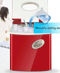 Rock Solid Countertop Ice Maker With Quick Freeze Cycle And No Sweat Self Clean Routine Heavy Duty Plastic Build pouring water in.