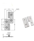Detachable Door Hinge With Slip Joint Lift Flag, Stainless Steel Connector, 40x30x1.5mm, diagram and product image.