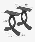 Industrial Steel Bench Legs For Coffee Tables And Outdoor Benches 16 Inch High Set Of 2 Durable Metal Table Supports with dimensions