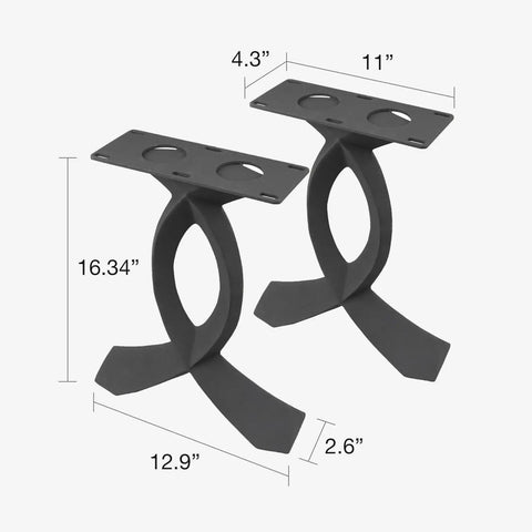 Industrial Steel Bench Legs For Coffee Tables And Outdoor Benches 16 Inch High Set Of 2 Durable Metal Table Supports with dimensions