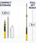 Telescopic Extension Pole 3 Ft Aluminum Alloy With Flip Lock Grab-And-Go Do It All Multi-Purpose Pole compact and extended