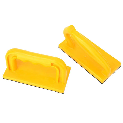Yellow 2 pack push blocks with angled handles for table saws and woodworking; safety push sticks for woodworkers