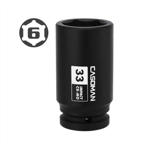 Three Quarter Inch Drive 33 Millimeter Axle Nut Impact Socket Six Point Deep Impact Socket For Easy Removal Of Axle Shaft Nuts