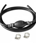 Universal Three Eighths Inch 10mm Fuel Line With Primer Bulb Kit with clamps, black rubber hose, ethanol compatible