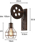 Set Of Two Retro Industrial Pulley Wall Lamps Crafted From Heavy Duty Vintage Metal With A Weathered Rustic Finish Perfect E27 Socket Compatibility wall lamp dimensions 30.5cm height 24cm width