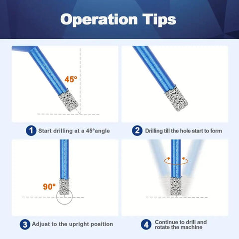 Operation guide for 6 Inch Diamond Core Drill Bit For Porcelain Tile Ceramic Marble Granite Drilling Vacuum Brazed