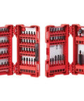 Milwaukee Shockwave impact driver bit set, 74 pieces, red plastic case with organized bits.