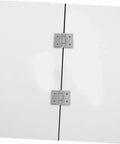 Barn door hinges, 2 pcs, silver metal, mounted on white doors.
