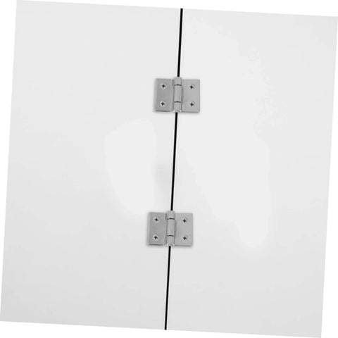 Barn door hinges, 2 pcs, silver metal, mounted on white doors.