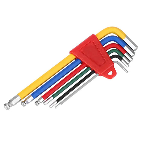 Super Cool Keenso 6 Piece Color Coded Bike Tools Set With Long Arm Internal Hex Allen Wrenches Made From Durable Aluminum Alloy For Easy Grip Bicycle Repair And Home Shop Maintenance Tasks That Are A Total Breeze To Handle Everyday. 6-piece color-coded aluminum hex wrench set on red holder