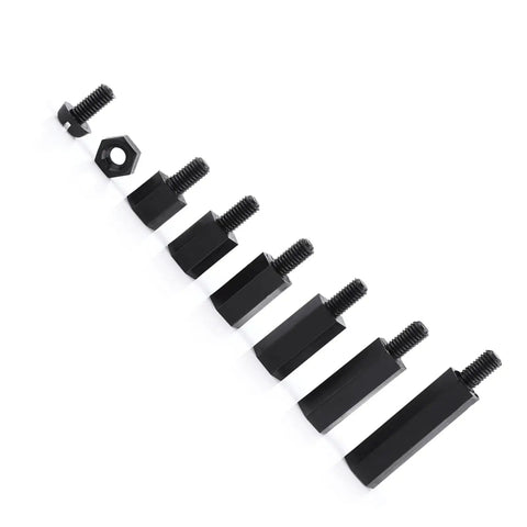 250Pcs Long Lasting Nylon Standoff Spacer Kit for Circuit Boards, Anti Signal Interference Hex Pillars, M2 Single Pass C Model Mounting Hardware Set With Nuts, Screws, and Male and Female Standoffs for Chip Thermal Channels, black nylon hex spacers and screw