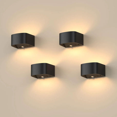4 Pack Motion Sensor Wall Lamps With Remote, Three Color Modes, Wireless LED Indoor Up And Down Wall Sconce, 5000mAh Rechargeable
