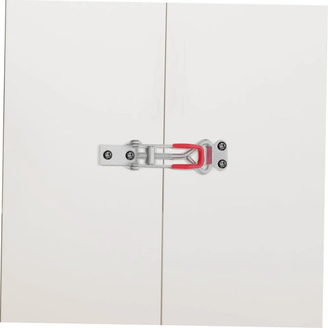 Heavy Duty Adjustable Toggle Clamp Latch With 360 Pound Capacity For Freezer Doors Cabinets Boxes And Tool Cases Built To Last And Keep Lids And Panels Secure In Busy Shops, galvanized iron latch on white cabinet door