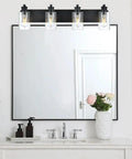 4 Light Black Vanity Light With Clear Glass Shades For Bathroom Mirror Hallway Bedroom And Living Room Modern Wall Lamp Damp Rated Easy To Install Bright Even Glow And A Dope Sleek Chic Look