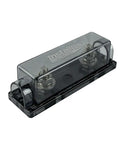 Straight Up Heavy Duty ANL Fuse Holder With Slick Clear Cover For Car Audio Rigs, clear cover with nickel plated bolts.