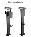 All Weather Rated Outdoor Electric Charger Pedestal Stand disassembled showing easy installation process and matte black finish.