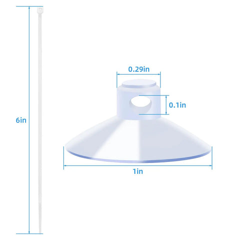 20 Pack Suction Cups With 40 Zip Ties For Aquarium Tank Decoration Moss Shrimp Nest with dimensions 1-inch cup, 6-inch tie.