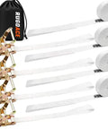 Four Pack 1 X 12 Feet White Ratchet Tent Straps Loop End Heavy Duty No Slip Webbing Tie Downs, stored in black bag.