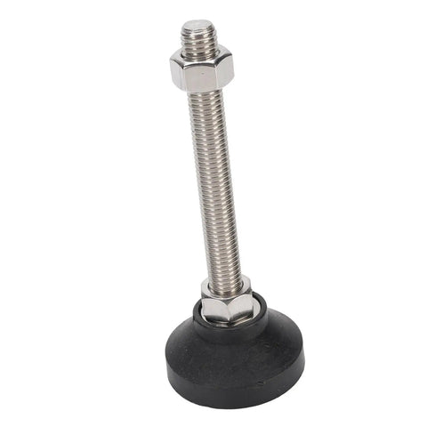 Adjustable Rubber Leveling Feet For Home And Office Shelves 4 Pcs Set Height Up To 100mm D50 Base M12 Thread Quiet Anti Slip Stabilizers For Tables Cabinets Desks And More, black rubber foot with threaded metal bolt
