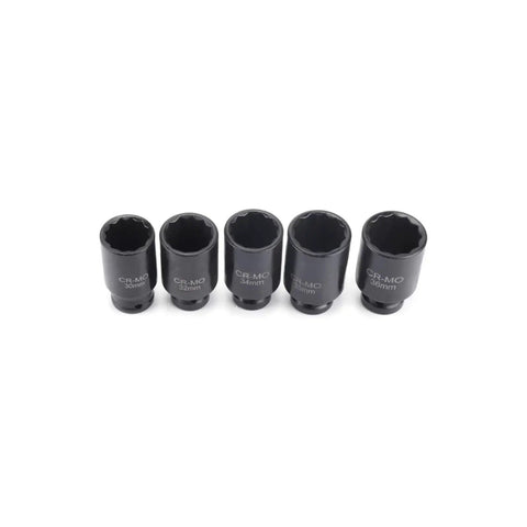 12 Point 1/2 Inch Drive Axle Hub Nut Socket Set Metric Impact Wrench Kit Garage Tools For Tough Job With Universal Fits And Quick Turns, CR-MO 30-36mm sockets