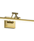 Brass Gold LED Picture Light With Adjustable Swing Arm For Paintings, 15.5 Inch, warm white light, shown in angled position