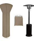 Patio Heater Cover With Zipper And Storage Bag All Weather Waterproof Dustproof UV Protected Wind Resistant Fits Most Propane Patio Heaters Camel 89 Inches High 33 Inches Diameter 19 Inches Base shown