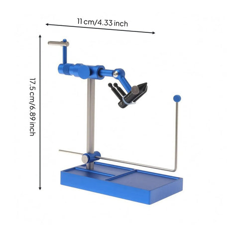 Rotating Hook Fixture Fly Tying Vise Tool Clamp Stand Jig With Articulating Head And Secure Jaw For Tight Hook Holding Beefy Metal Construction Blue Desktop Fly Tying Vise For Anglers, 17.5 cm