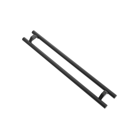 36 Inch Heavy Duty Push Pull Door Handle With Offset Design In Matte Black 304 Stainless Steel For Barn Glass Shower Interior And Exterior Doors Long Ladder Pull Rust Resistant Commercial Grade, angled view