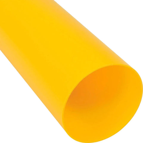 Heavy Duty Reflective Bollard Sleeve Six Inches Wide By Fifty Two Tall showing bright yellow thick HDPE protective cover.