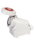 Rugged Industrial Power Outlet Built Tough With Knockout IP67 Weather Sealing. 4 pole 125 amp connector with protective lid for outdoor use.