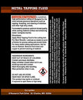 Premium Metal Tapping Fluid For Industrial Threading And Cutting label displaying instructions and safety information